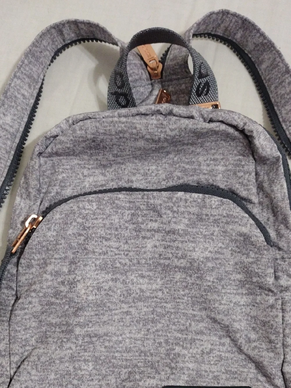 Adidas Convertible Sling Backpack Gray Jersey Rose Gold Athleisure Travel Bag - Picture 7 of 16